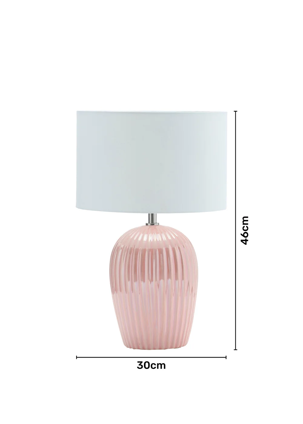 BHS Glossy Ribbed Table Lamp Pink (46cm x 30cm) - One Size Image 5