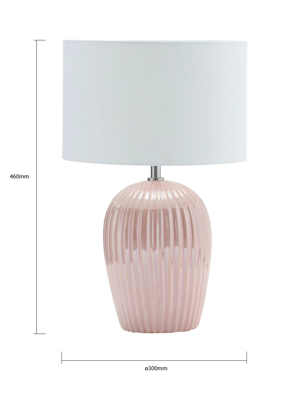 BHS Glossy Ribbed Table Lamp Pink (46cm x 30cm) - One Size Image 4