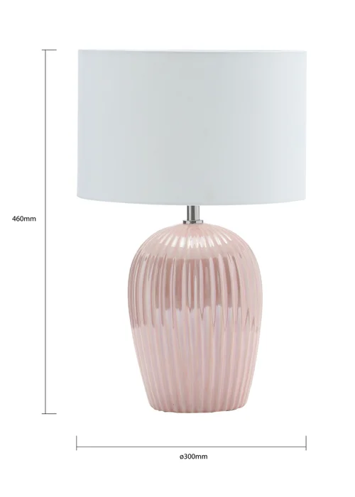 BHS Glossy Ribbed Table Lamp Pink (46cm x 30cm) - One Size Image 4