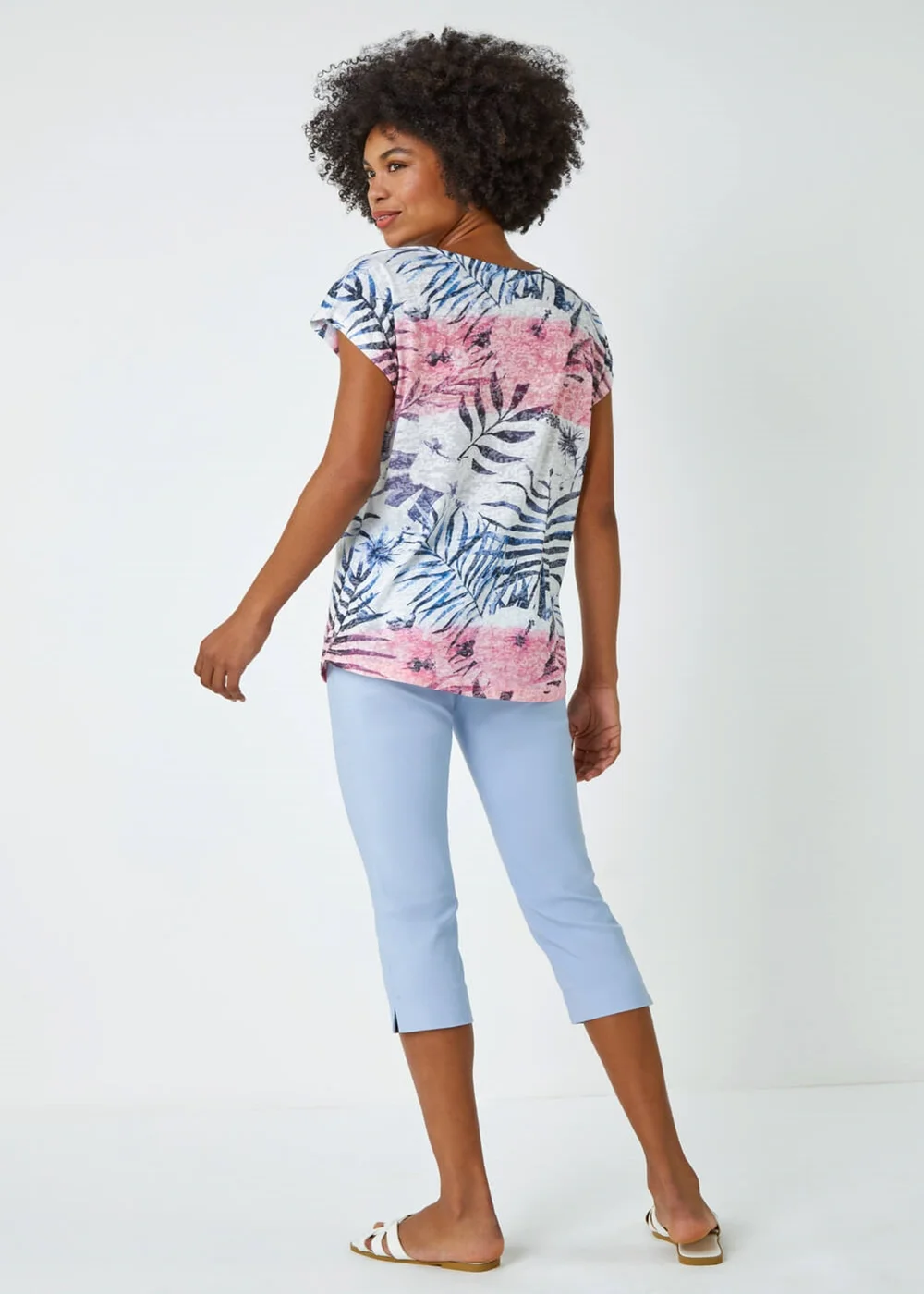 Roman Pink Palm Print Burnout T-Shirt - 6 Image 4
