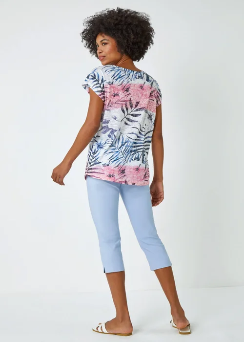 Roman Pink Palm Print Burnout T-Shirt - 6 Image 4