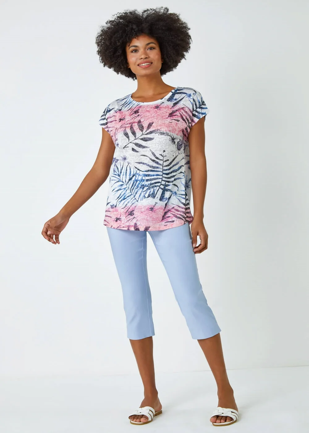 Roman Pink Palm Print Burnout T-Shirt - 6 Image 3