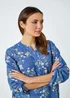 Roman Blue Cotton Floral Print V-Neck Overshirt - Size 12 Image 4