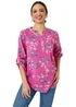 Roman Pink Cotton Floral Print V-Neck Overshirt - Size 26 Image 2