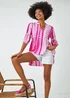 Roman Pink Tie Dye Print Smock Tunic Top - Size 16 Image 3