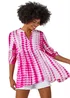 Roman Pink Tie Dye Print Smock Tunic Top - Size 16 Image 1
