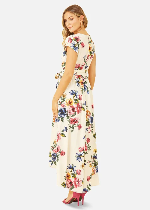 Mela Ivory Floral Wrap Dip Hem Dress - 8 Image 2