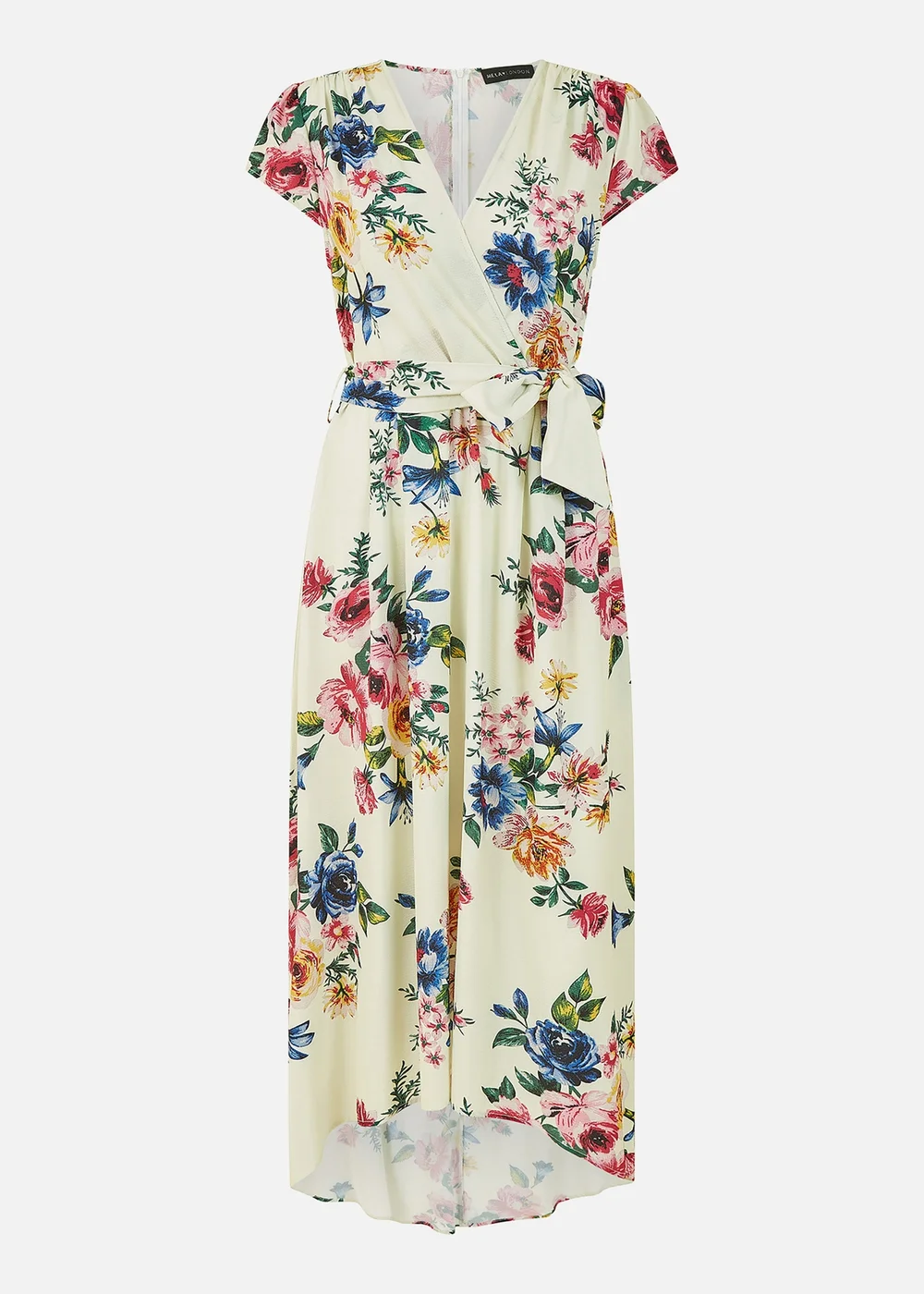 Mela Ivory Floral Wrap Dip Hem Dress - 8 Image 4