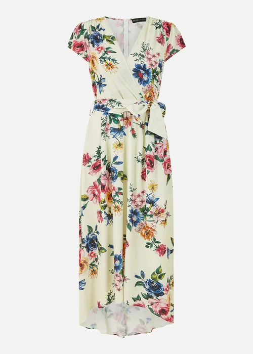 Mela Ivory Floral Wrap Dip Hem Dress - 8 Image 4