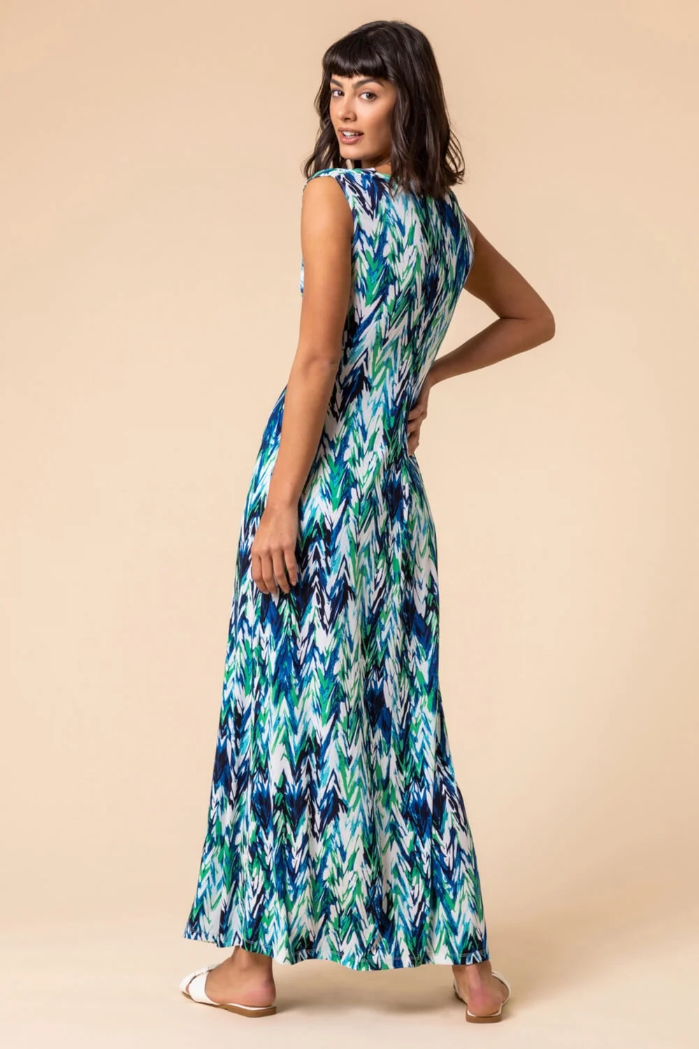 Roman Green Abstract Print Twist Front Maxi Dress - 16 Image 3