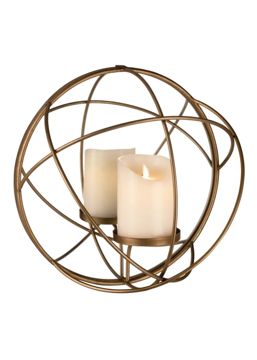 Premier Decorations Gold Circular Wall Mounted Mirrored Candle Holder (20cm x 35.5cm) - One Size Image 1