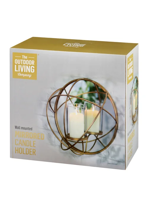 Premier Decorations Gold Circular Wall Mounted Mirrored Candle Holder (20cm x 35.5cm) - One Size Image 3
