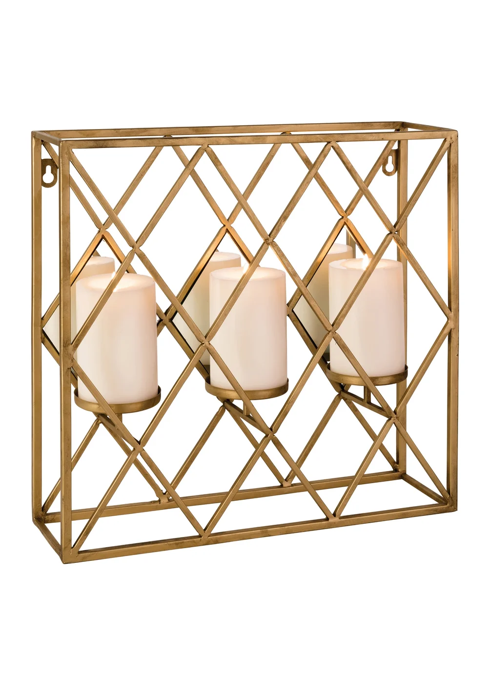 Premier Decorations Gold Square Wall Mounted Mirrored Candle Holder (37cm x 37cm) - One Size Image 1