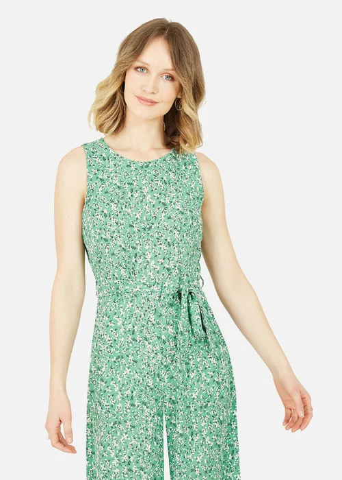 Mela Green Ditsy Flower Sleeveless Culotte Jumpsuit - 6 Image 2