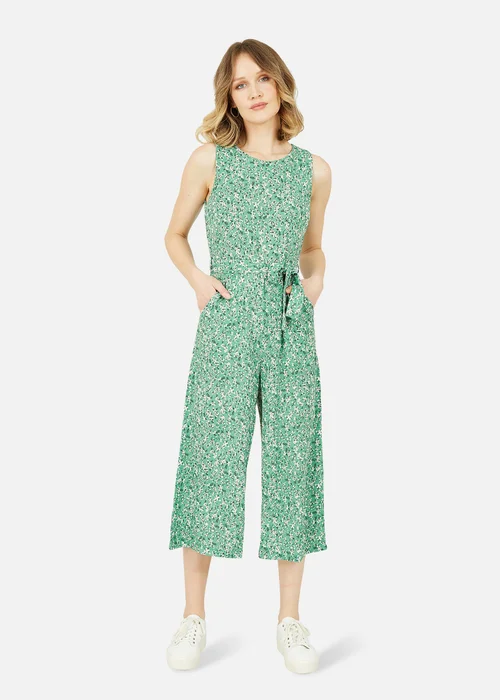 Mela Green Ditsy Flower Sleeveless Culotte Jumpsuit - 6 Image 1