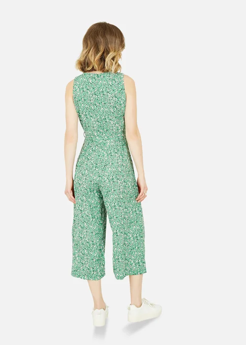 Mela Green Ditsy Flower Sleeveless Culotte Jumpsuit - 6 Image 3