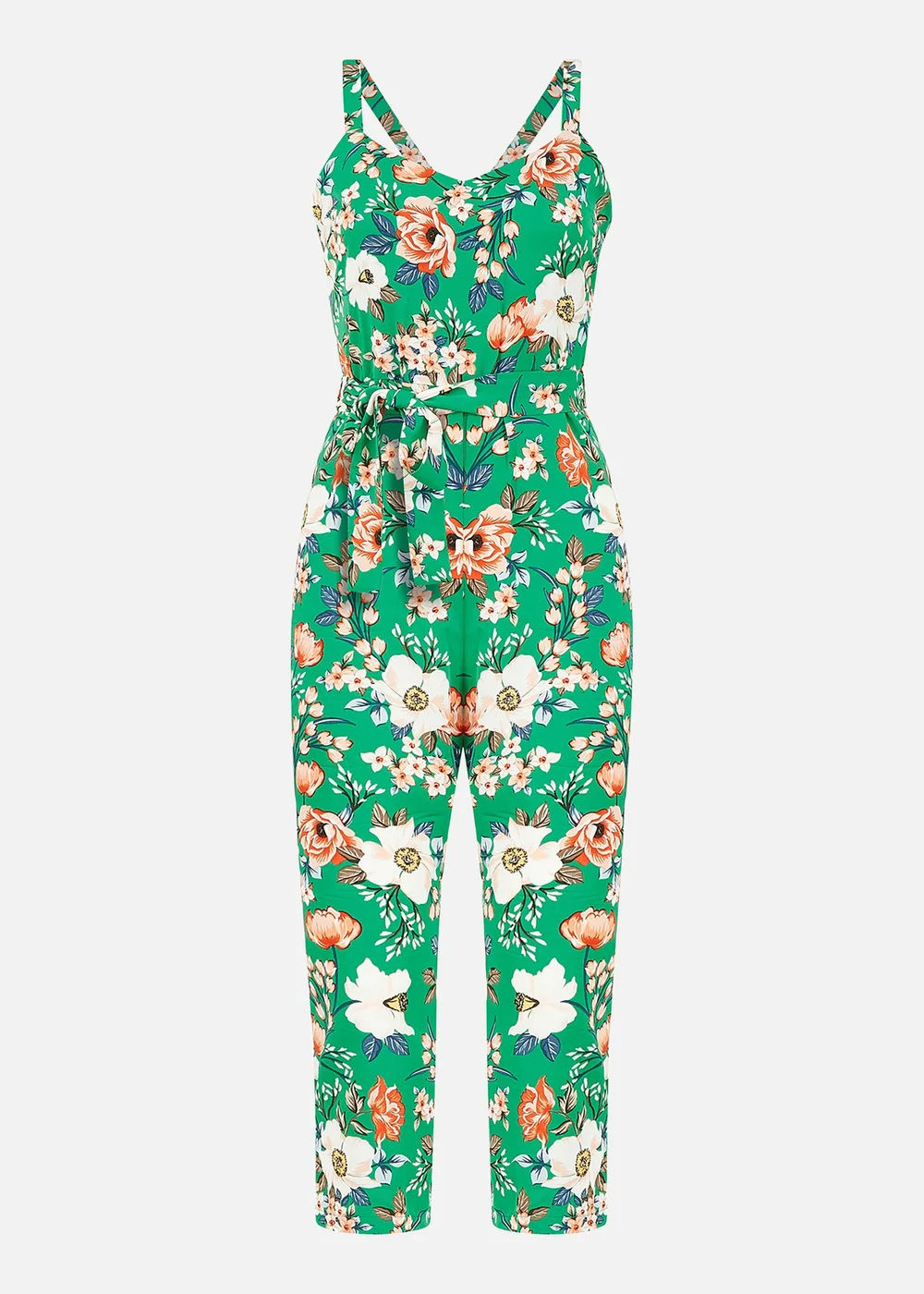Mela Green Floral Print Culotte Jumpsuit - Size 8 Image 4