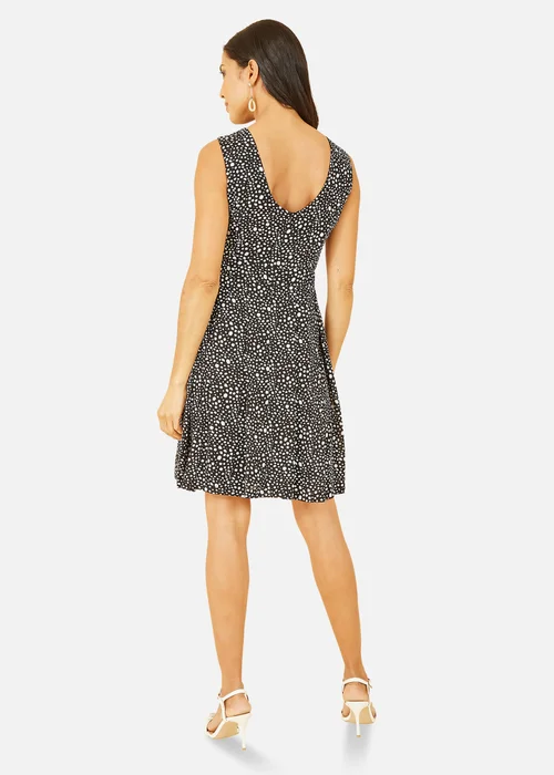 Mela Black Spot Print Skater Dress - 8 Image 3