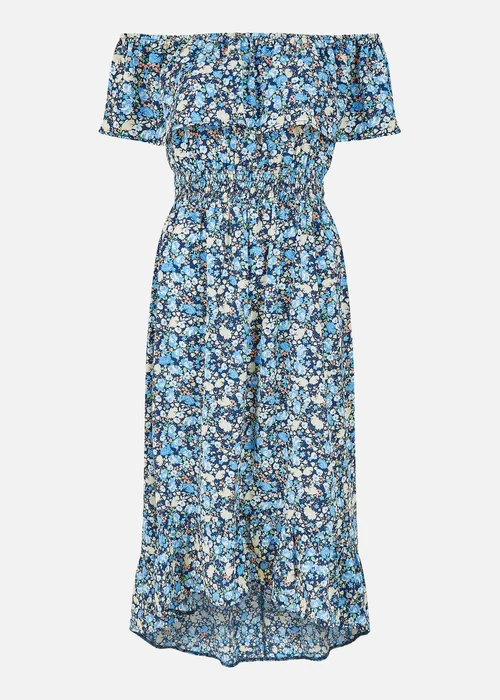 Mela Blue Floral Ditsy Bardot Midi Dress - 8 Image 4