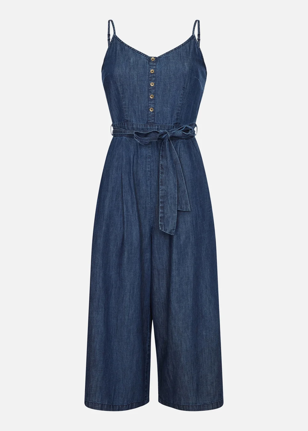 Yumi Blue Button Cotton Denim Jumpsuit - Size 8 Image 4