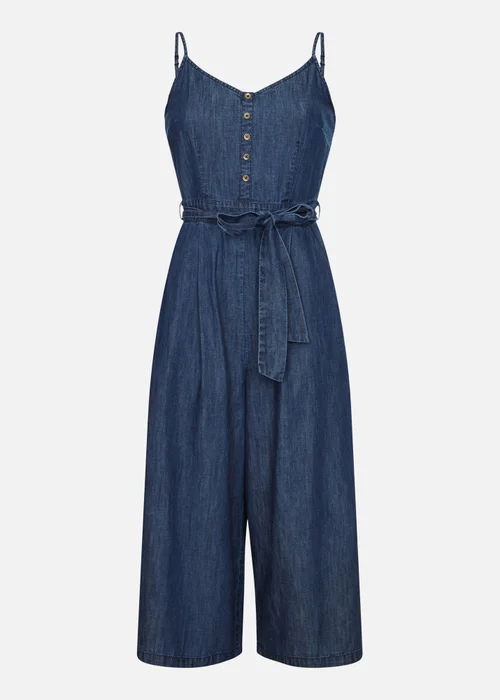 Yumi Blue Button Cotton Denim Jumpsuit - Size 8 Image 4