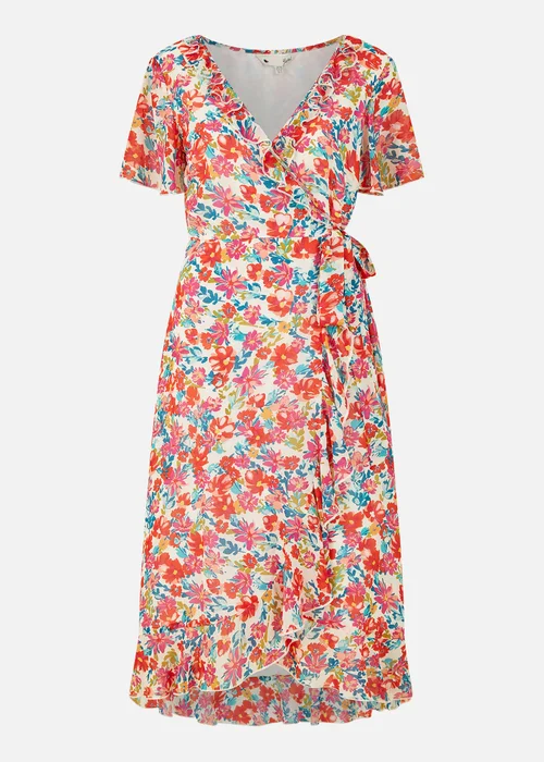 Yumi White Floral Wrap Midi Dress - 8 Image 4