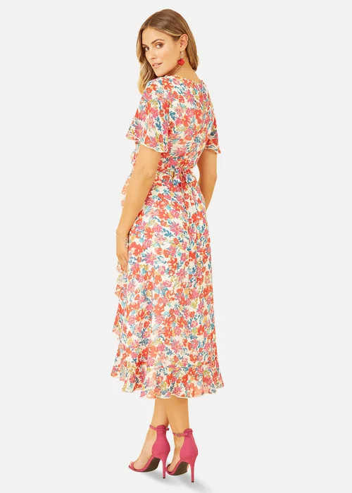Yumi White Floral Wrap Midi Dress - 8 Image 3