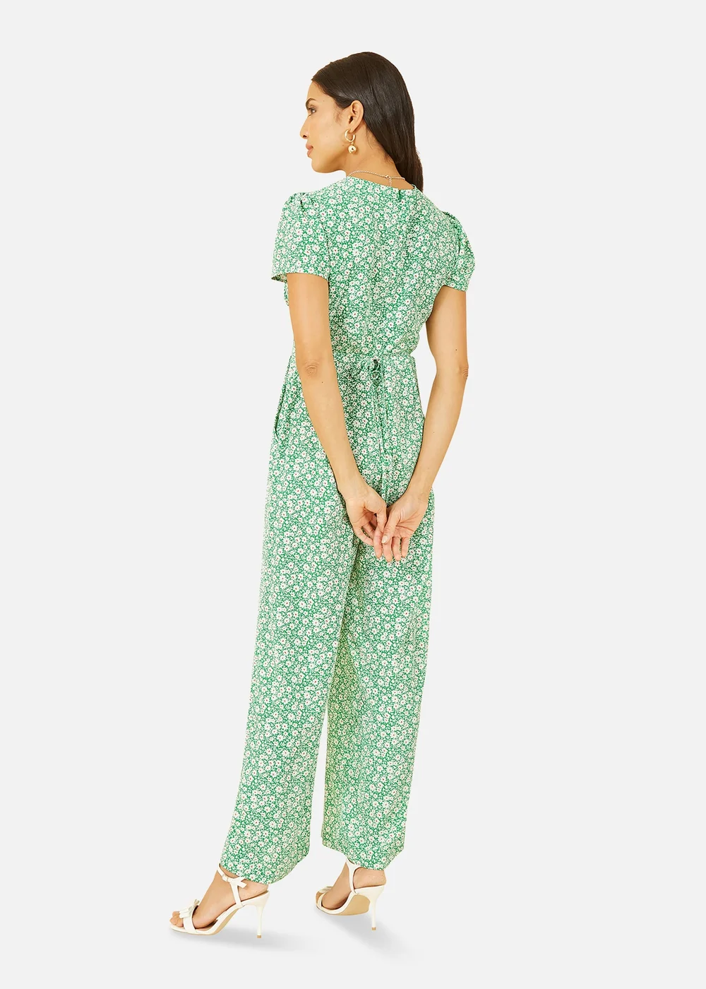 Yumi Green Ditsy Floral Wrap Jumpsuit - Size 8 Image 3