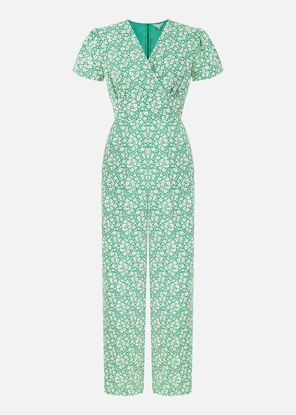 Yumi Green Ditsy Floral Wrap Jumpsuit - Size 8 Image 4