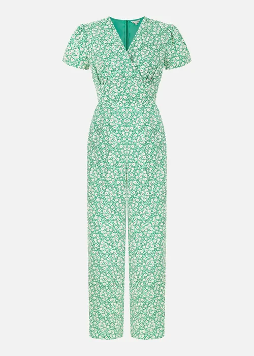 Yumi Green Ditsy Floral Wrap Jumpsuit - Size 8 Image 4