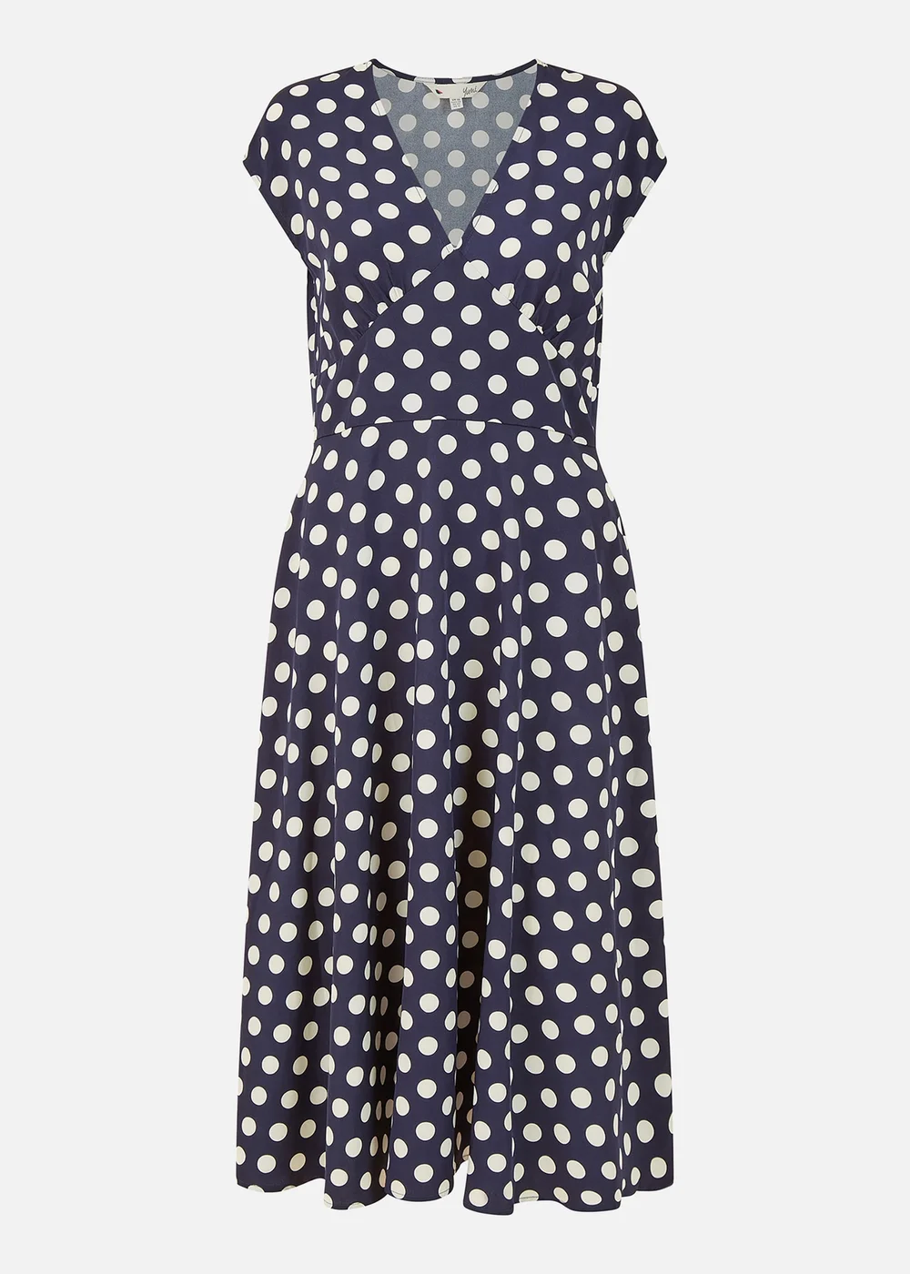 Yumi Navy Spot Print Kimono Sleeve Midi Dress - 8 Image 4