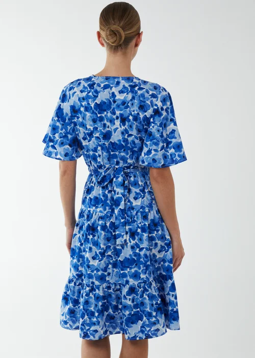 Blue Vanilla Blue Wrap Front Tier Hem Angel Sleeve Dress - 8 Image 2
