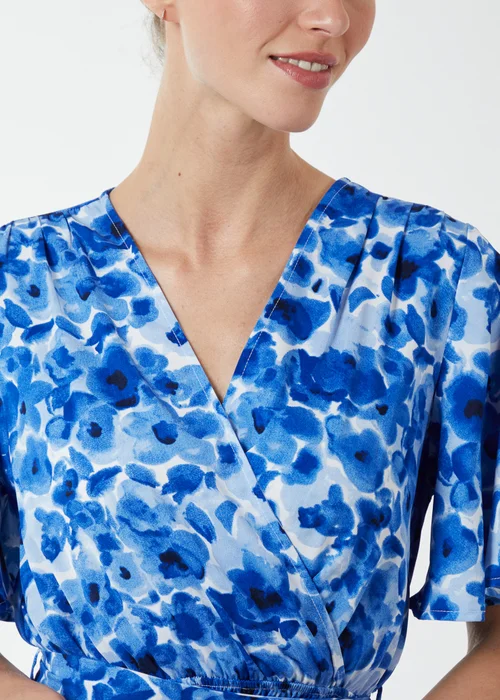 Blue Vanilla Blue Wrap Front Tier Hem Angel Sleeve Dress - 8 Image 3