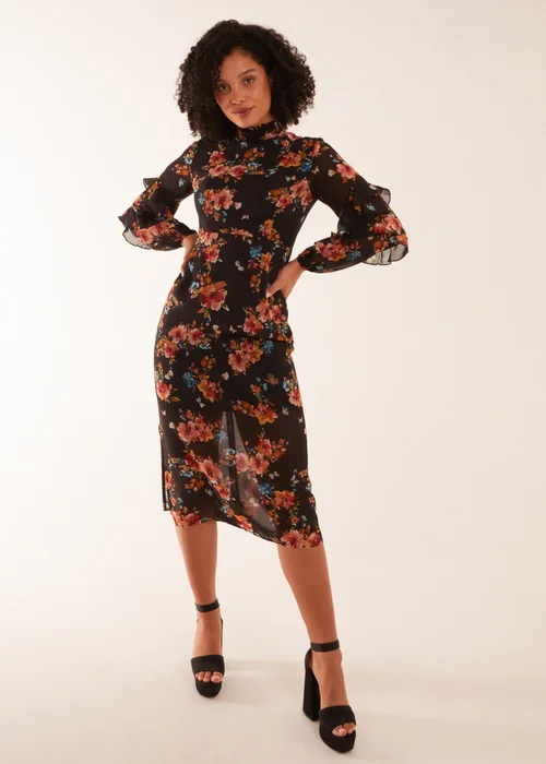Blue Vanilla Black Midi Dress With Sleeve Details - 8 Image 4