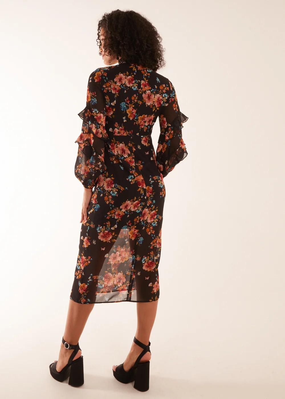 Blue Vanilla Black Midi Dress With Sleeve Details - 8 Image 2