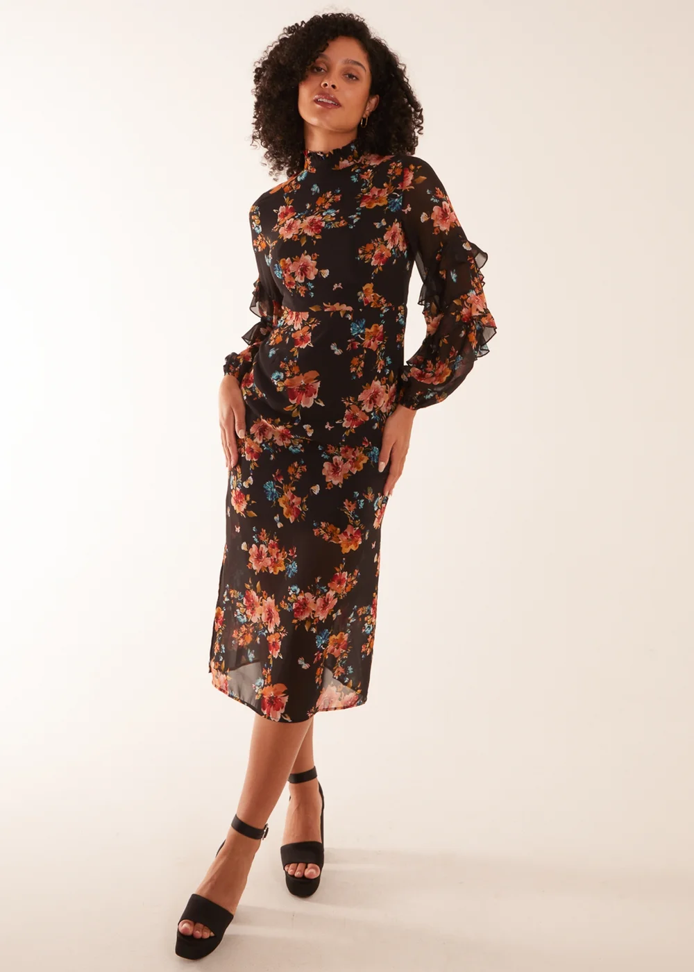Blue Vanilla Black Midi Dress With Sleeve Details - 8 Image 1