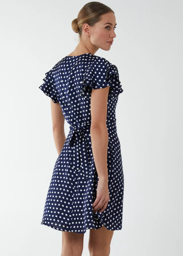 Blue Vanilla Navy Wrap Ruffle Mini Dress