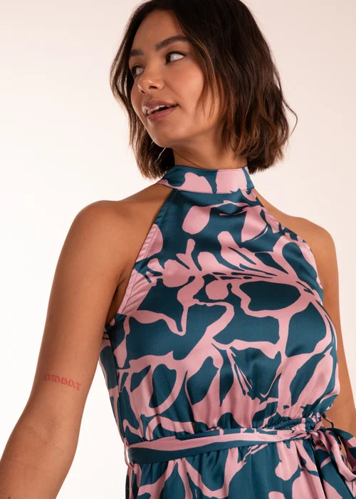 Blue Vanilla Blue Abstract Print Halter Neck Midi Wrap Dress - 8 Image 3