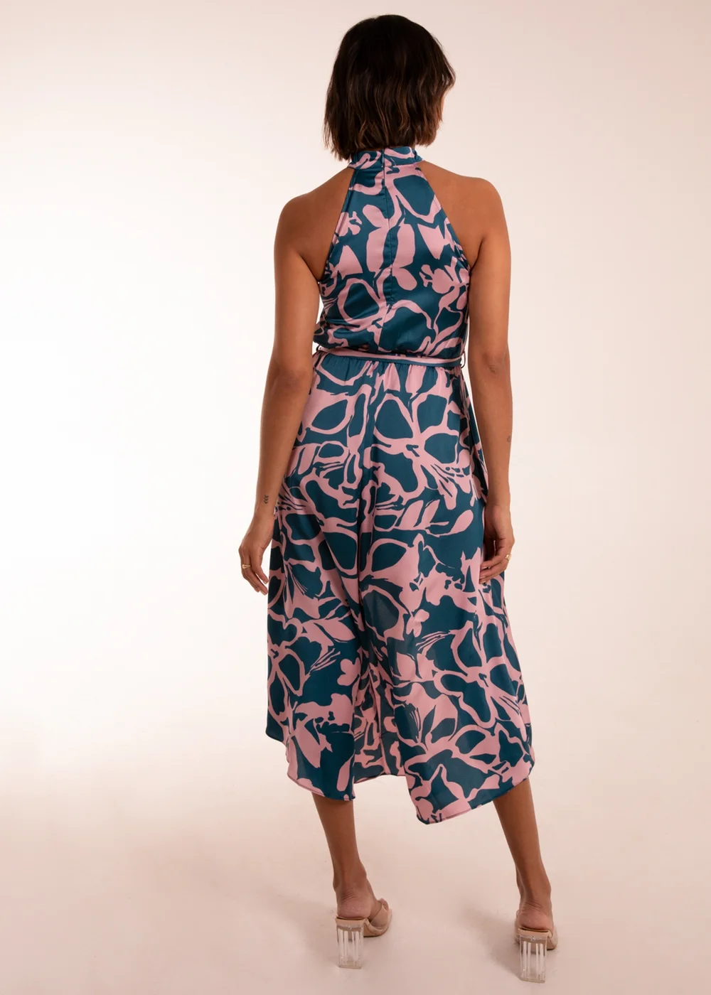 Blue Vanilla Blue Abstract Print Halter Neck Midi Wrap Dress - 8 Image 2