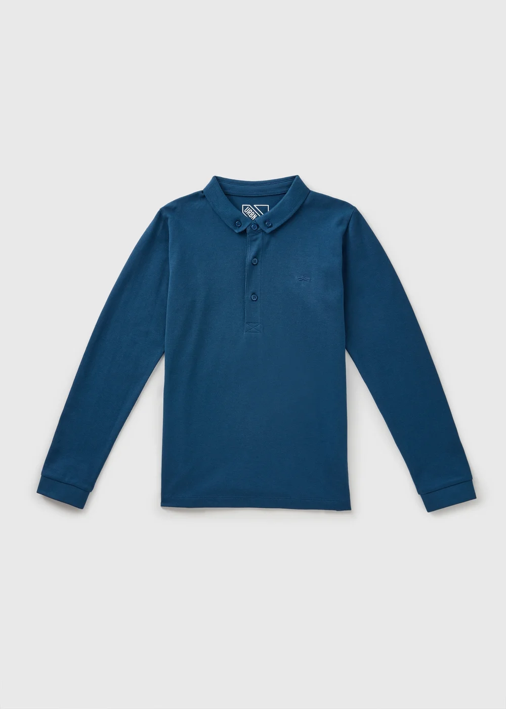 Boys Blue Long Sleeve Polo Shirt (7-15yrs) - 7 Yrs Image 1