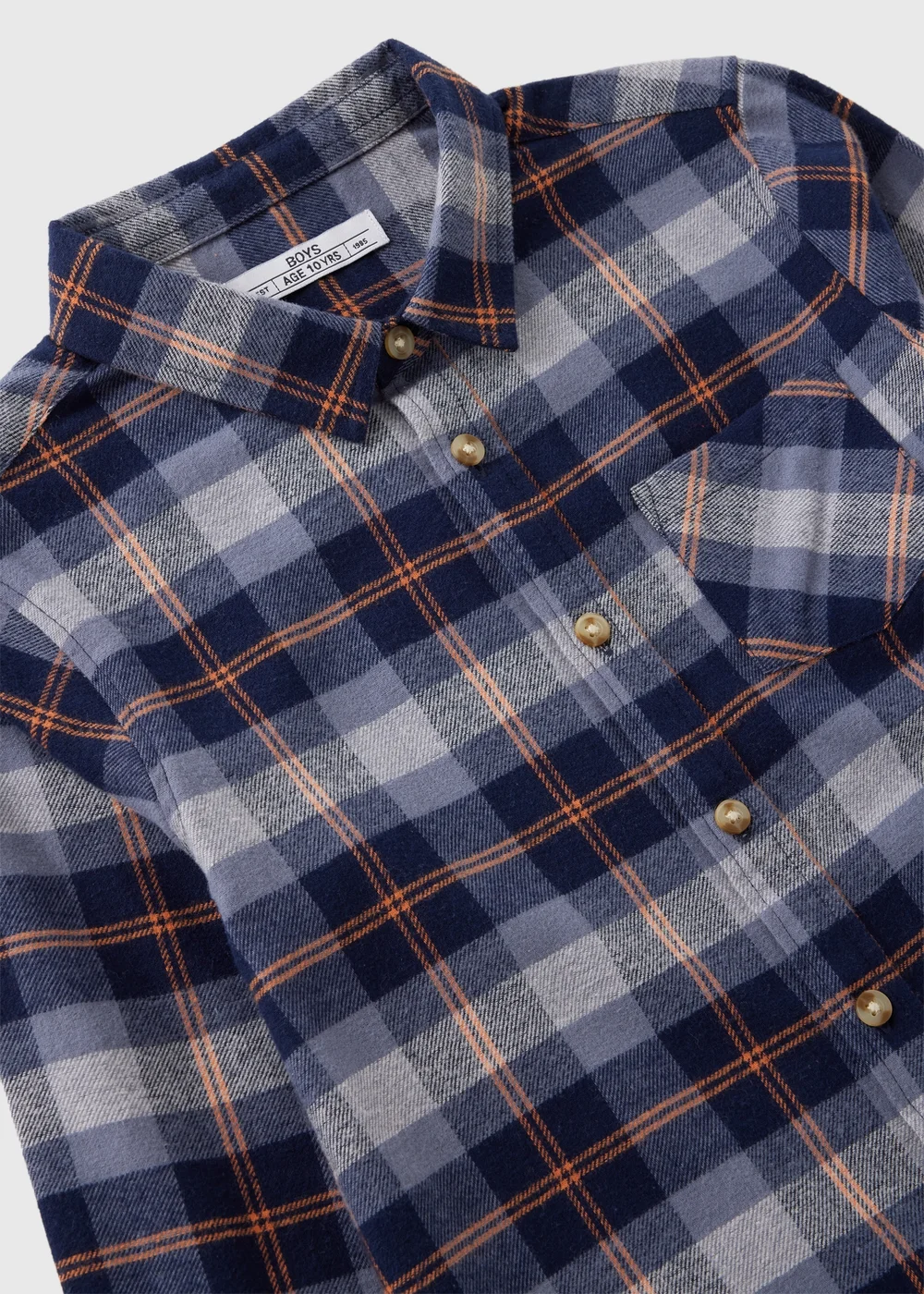 Boy Navy Check Shirt (7-15yrs) - 7 Yrs Image 2
