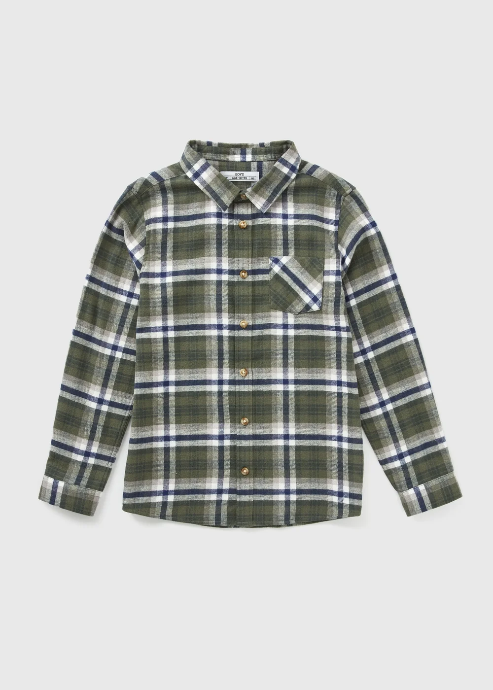 Boys Green Check Long Sleeve Shirt (7-15yrs) - Age 7 Years Image 1