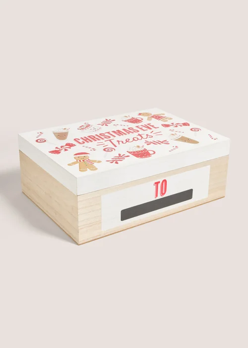 Joyful Cream Wooden Christmas Eve Treat Box Image 1