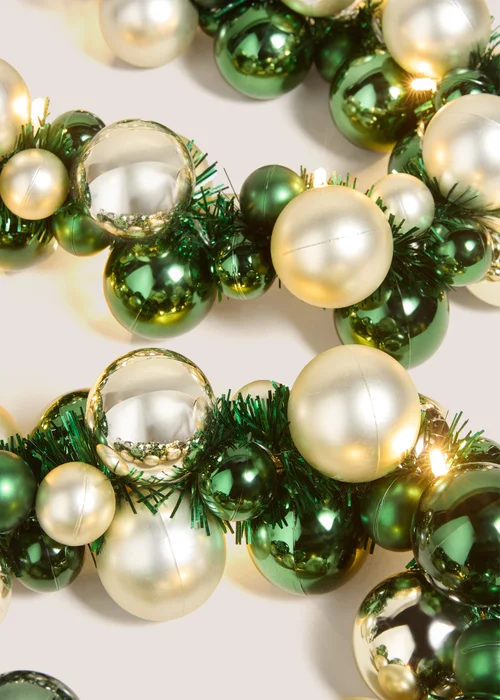 Winter Poem Green Pre Lit Bauble Garland Image 2