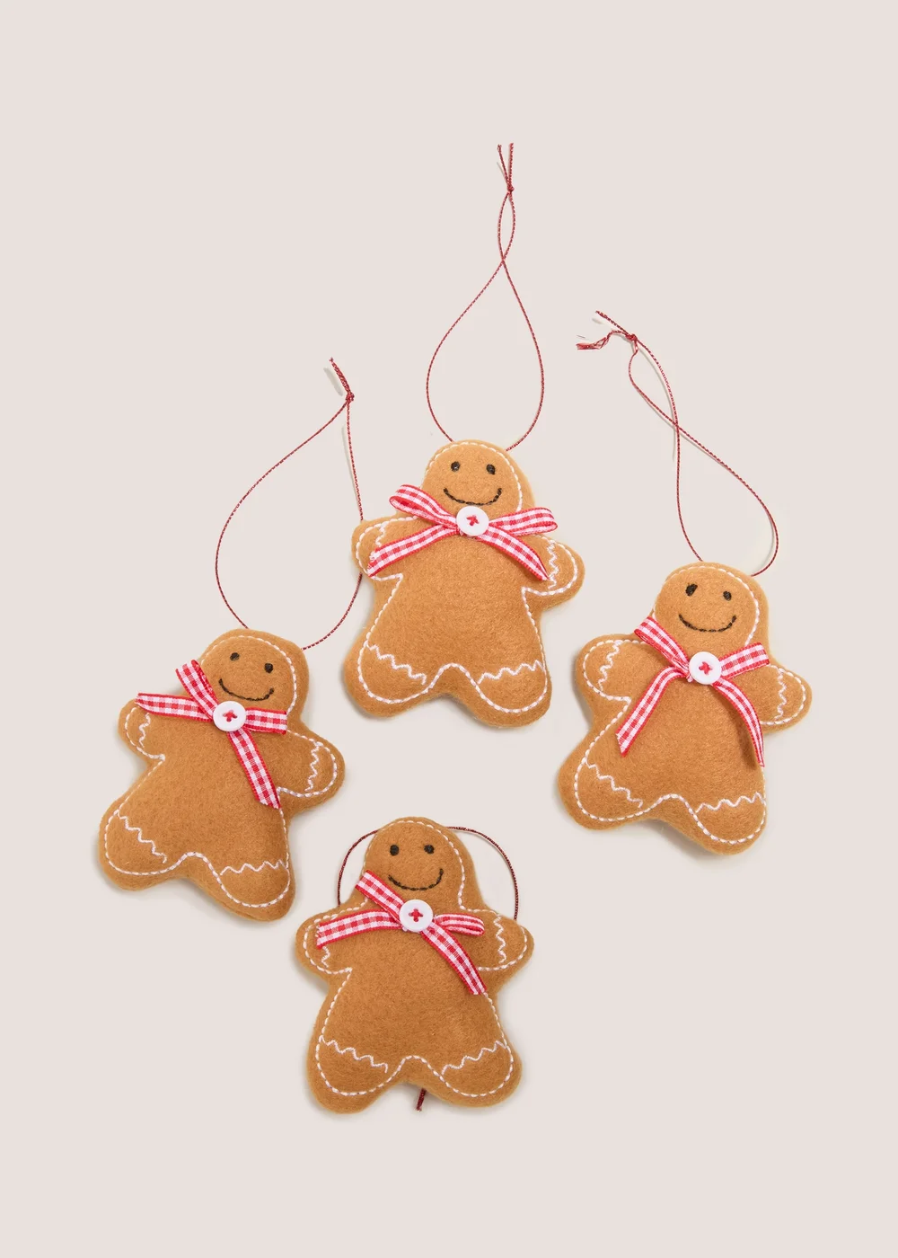 4 Pack Joyful Gingerbread Tree Decoration Image 1