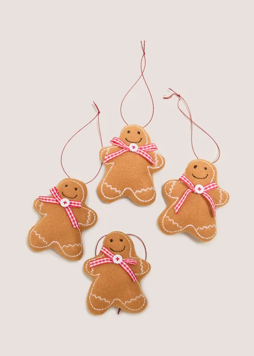 4 Pack Joyful Gingerbread Tree Decoration Image 1