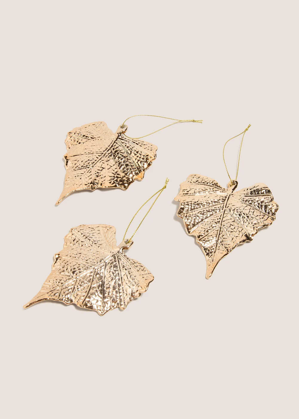 3 Pack Winter Poem Gold Leaves Tree Decorations Image 1