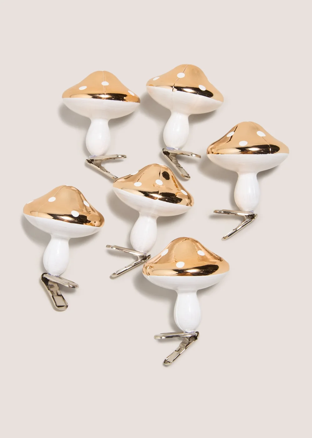 6 Pack Winter Poem Gold Mushrooms Ornaments Image 1
