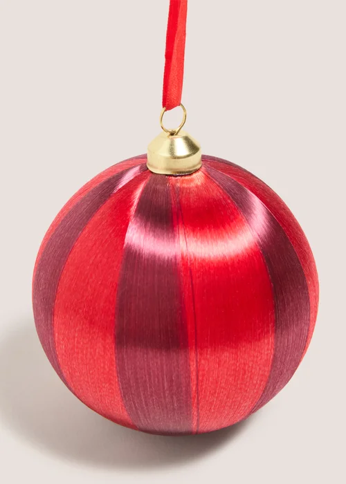 Joyful Red Stripe Christmas Tree Decoration Image 2
