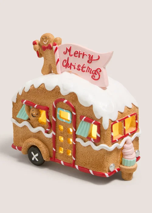 Joyful Brown LED Gingerbread Caravan Image 1